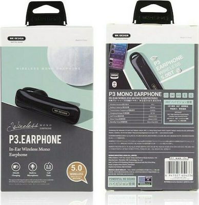 WK P3 Earbud Bluetooth Handsfree Cască Negru