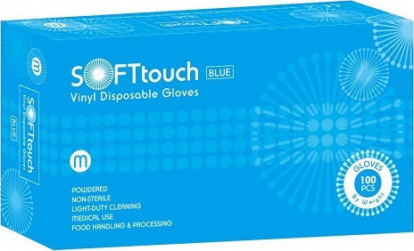Bournas Medicals Touch Γάντια Βινυλίου Με Πούδρα σε Μπλε Χρώμα 100τμχ