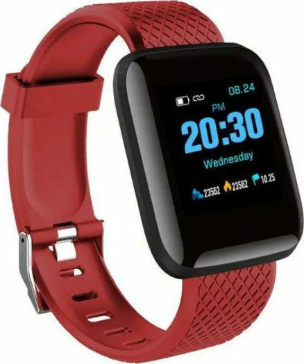 116 Plus Smartwatch with Heart Rate Monitor (Red)