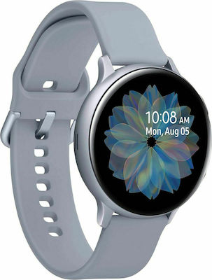 Samsung Galaxy Watch Active2 Aluminium 44mm Αδιάβροχο με Παλμογράφο (Ασημί)