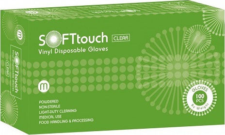 Bournas Medicals Touch Vinyl Examination Gloves Powdered White 100pcs