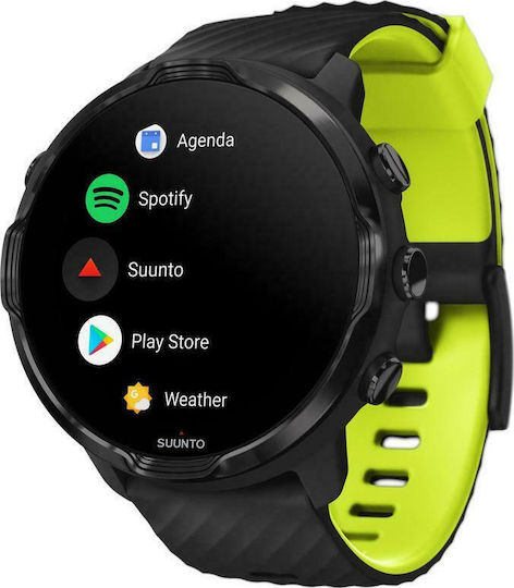 Suunto 7 50мм Водоустойчив Смарт часовник с Пулсомер (Black Lime)