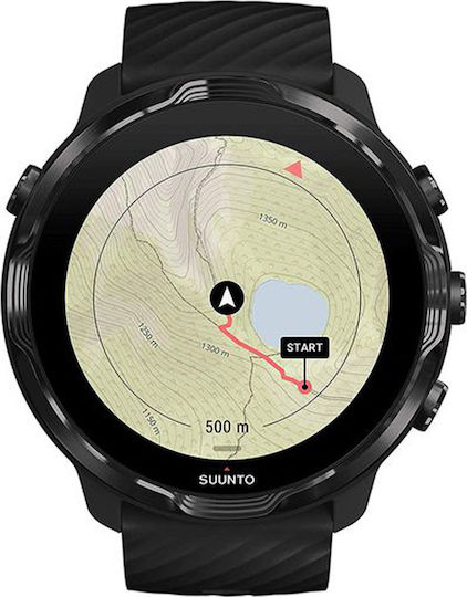 Suunto 7 50мм Водоустойчив Смарт часовник с Пулсомер (Black Lime)