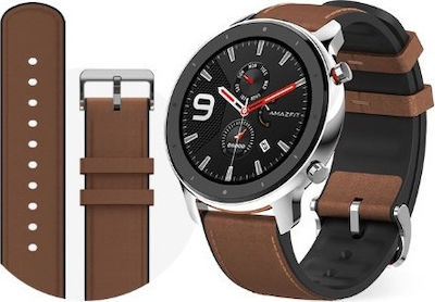 Amazfit GTR Stainless Steel 47mm Αδιάβροχο Smartwatch με Παλμογράφο (Καφέ)