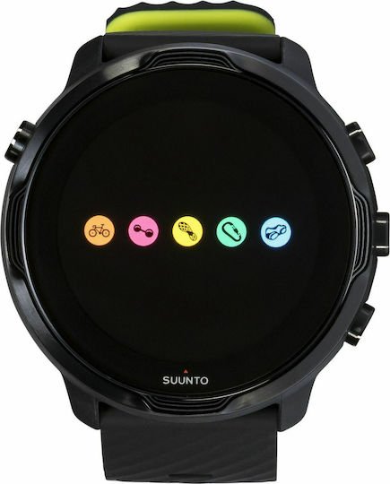 Suunto 7 50мм Водоустойчив Смарт часовник с Пулсомер (Black Lime)