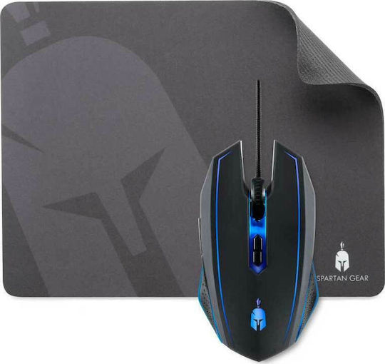 Spartan Gear Phalanx + MousePad Геймърско Мишка 3000 DPI Черен