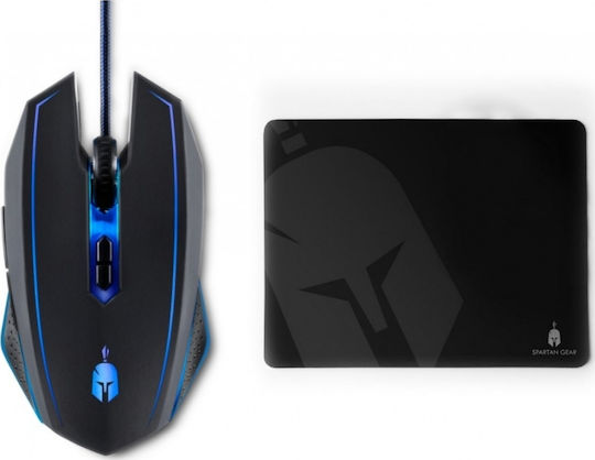 Spartan Gear Phalanx + MousePad Геймърско Мишка 3000 DPI Черен