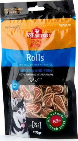 Pet Interest Tail Swingers Rolls Leckerli für Hunde mit Huhn und Kabeljau 100gr 1113