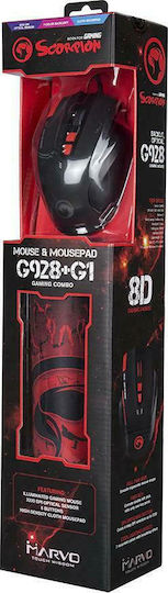 Marvo G928+G1 RGB Геймърска Мишка 3200 DPI Черен