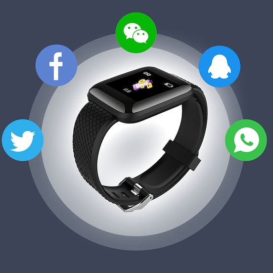 116 Plus Smartwatch με Παλμογράφο (Μαύρο)