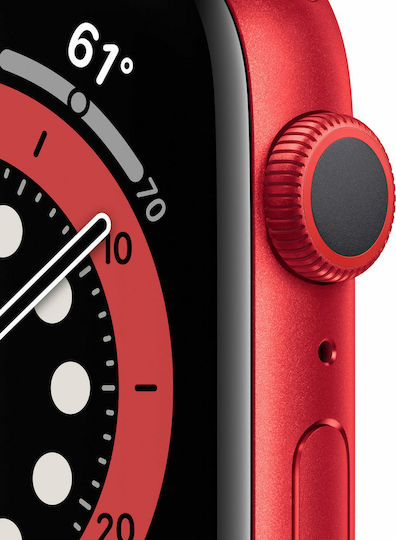 Apple Watch Series 6 Aluminium 40mm Αδιάβροχο με Παλμογράφο (Product Red)
