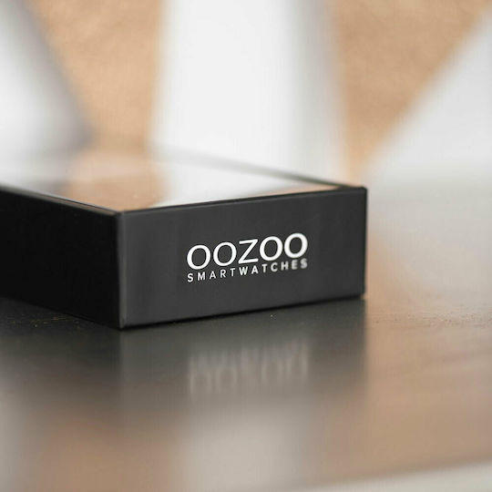 Oozoo Q00122 Stainless Steel 43mm Smartwatch with Heart Rate Monitor (Metal Mesh Strap Black With Gold)