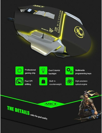 iMice V9 RGB Gaming Mouse 3200 DPI Negru