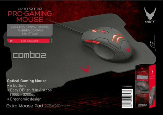 Omega VARR Gaming Set Геймърска Мишка 3200 DPI Черен