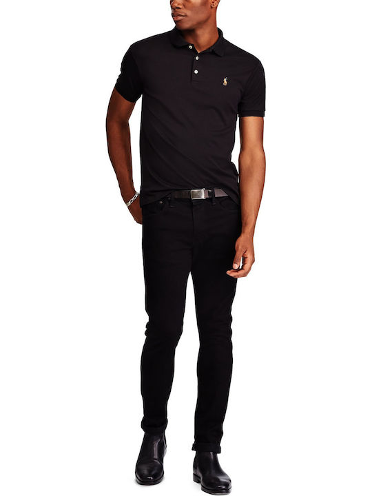 Polo Bluza Tricou Cu Mânecă Scurtă Neagră