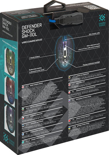 Defender Shock GM-110L RGB Gaming Ποντίκι 3200 DPI Μαύρο
