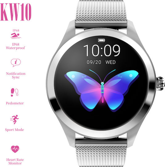 KW10 Smartwatch με Παλμογράφο (Ασημί)