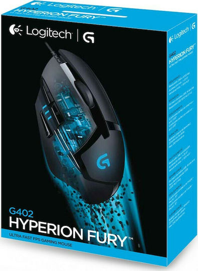 Logitech G402 Hyperion Fury Ultra-Fast FPS Gaming Ποντίκι 4000 DPI Μαύρο