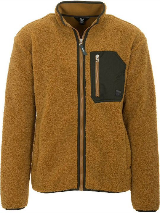 Fuzzar Geacă fleece pentru bărbați cu fermoar Galben