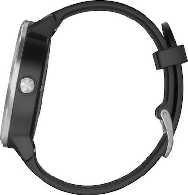Garmin Vivoactive 3 Stainless Steel 43mm Αδιάβροχο Smartwatch με Παλμογράφο (Black with Silver Hardware)