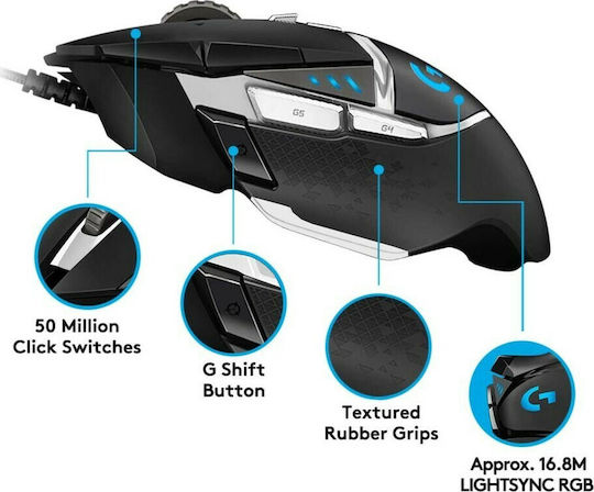 Logitech G502 Hero SE RGB Gaming Ποντίκι 16000 DPI Μαύρο