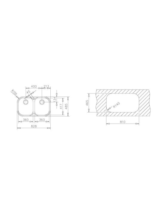 Teka Stylo 2C Ένθετος Νεροχύτης Inox Σατινέ Μ83xΠ48.5cm Ασημί