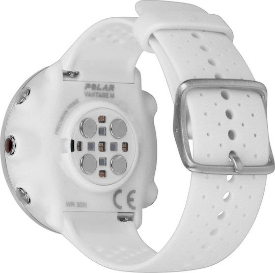 Polar Vantage M M/L Stainless Steel 46mm Αδιάβροχο Smartwatch με Παλμογράφο (Λευκό)