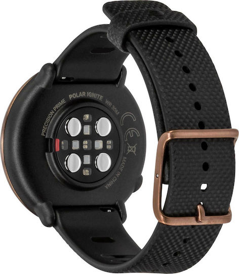 Polar Ignite 43mm Αδιάβροχο Smartwatch με Παλμογράφο (Copper Silicone)