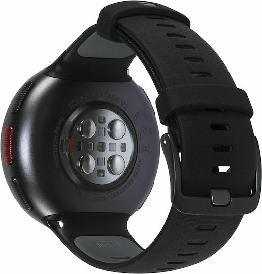 Polar Vantage V2 Aluminium 47mm Αδιάβροχο Smartwatch με Παλμογράφο (Μαύρο)