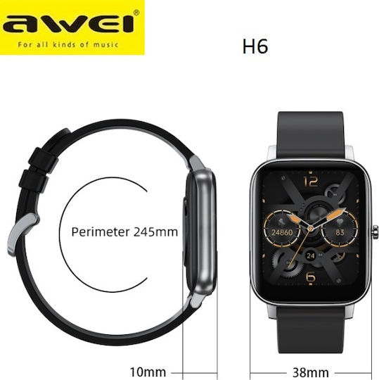 Awei H6 Smartwatch με Παλμογράφο (Μαύρο)
