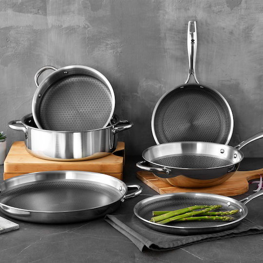MasterPro Hi-Tech3 Wok από Ανοξείδωτο Ατσάλι με Αντικολλητική Επίστρωση 28cm