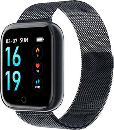 T80 Smartwatch mit Pulsmesser (Schwarz)