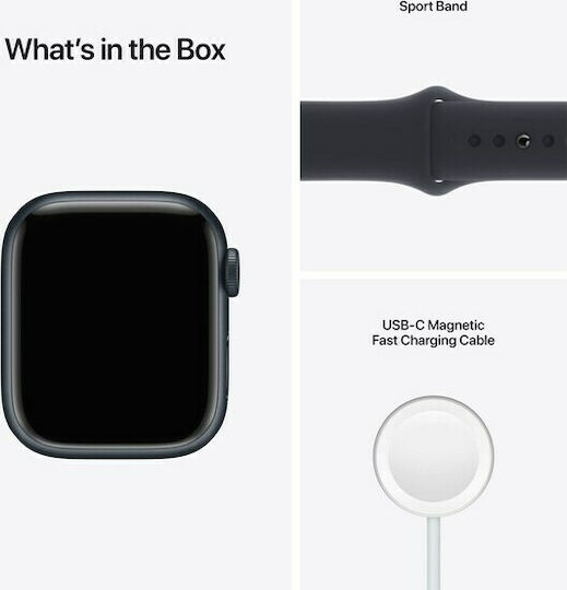 Apple Watch Series 7 Aluminium 45mm Waterproof with Heart Rate Monitor (Midnight)
