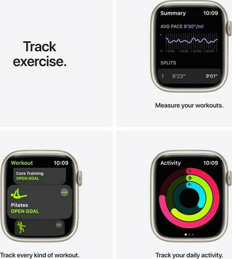 Apple Watch Series 7 Nike Aluminium 45mm Αδιάβροχο με Παλμογράφο (Starlight)