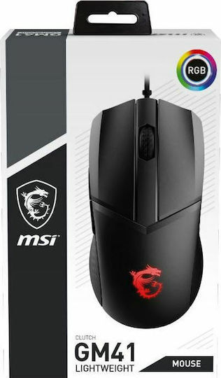 MSI Clutch GM41 Lightweight RGB Gaming Gaming Maus 6400 DPI Schwarz