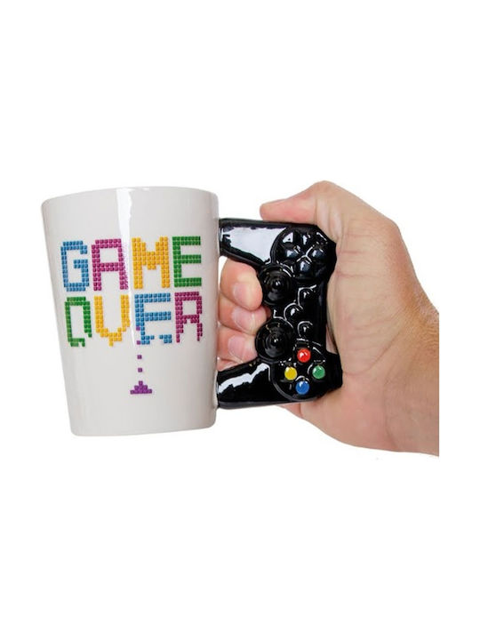 I-Total "Game Over" Τηλεχειριστήριο Κούπα Κεραμική Λευκή 380ml