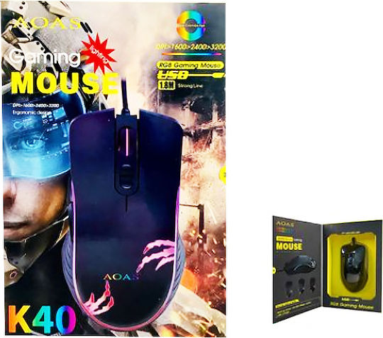 Aoas Aoas K40 RGB Gaming Gaming Maus 3200 DPI Schwarz