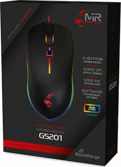 MediaRange MRGS201 RGB Gaming Mouse 4000 DPI Black