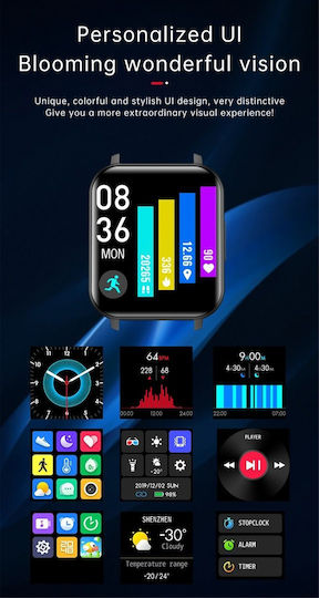T82 Smartwatch mit Pulsmesser (Rot)