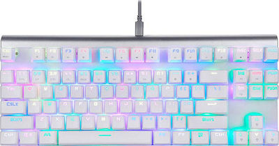 Motospeed CK101 Gaming Tastatur Tenkeyless mit Outemu Blau Schaltern und RGB-Beleuchtung (Griechisch) Weiß