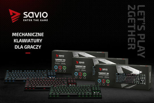 Savio Tempest RX Gaming Mechanical Keyboard Tenkeyless with Outemu Blue switches and Illuminated keys (English US)