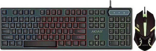 Aoas M-300 Σετ Gaming Πληκτρολόγιο με RGB φωτισμό & Ποντίκι (Αγγλικό US)