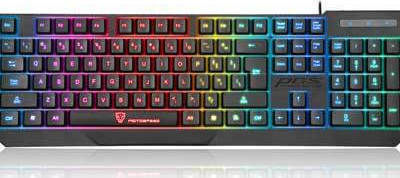 Motospeed K70 Gaming-Tastatur Volle Größe mit beleuchteten Tasten (Englisch US) Schwarz