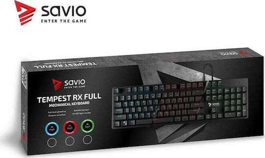 Savio Tempest RX FULL Gaming Μηχανικό Πληκτρολόγιο με Outemu Red διακόπτες και Φωτιζόμενα πλήκτρα (Αγγλικό US)