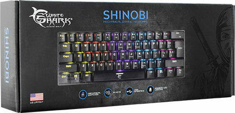 White Shark Shinobi Gaming Mechanische Tastatur 60% mit Outemu Blau Schaltern und RGB-Beleuchtung (Englisch US)
