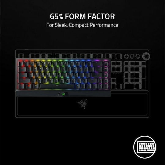Razer BlackWidow V3 Mini Безжичен Гейминг Механична Клавиатура 65% с Зелен Razer суичове и RGB подсветка (Английски US) Черен