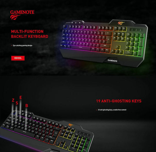 Havit KB488L Gaming Πληκτρολόγιο με RGB φωτισμό (Αγγλικό US)