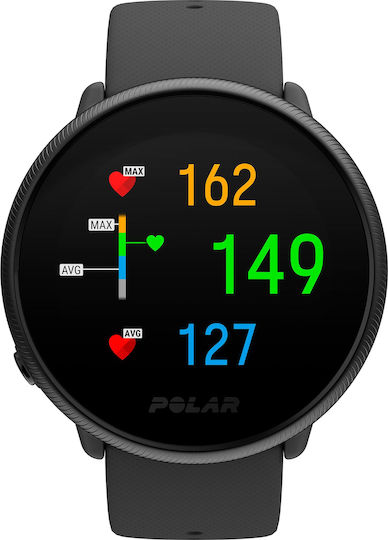 Polar Ignite 2 Stainless Steel 43mm Waterproof Smartwatch with Heart Rate Monitor (Black Pearl)