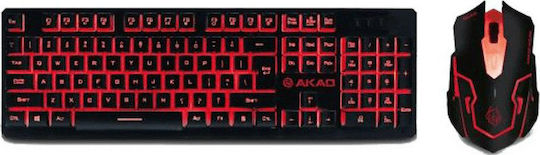 Zeroground KB-1600GUMS Akao Σετ Gaming Πληκτρολόγιο με Φωτιζόμενα πλήκτρα & Ποντίκι (Αγγλικό US)