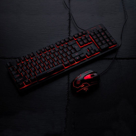 Zeroground KB-1600GUMS Akao Σετ Gaming Πληκτρολόγιο με Φωτιζόμενα πλήκτρα & Ποντίκι (Αγγλικό US)